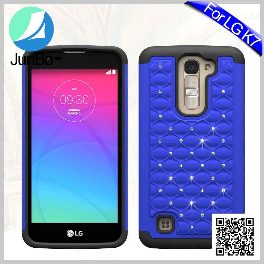 Hybrid PC Silicone Shell Case for LG K7, Diamod Bling Combo Mobile Phone Case