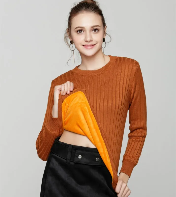 Round Neck Rib Knit Sweater, Lady Winter Sweater Made by Sweater Manufacturers