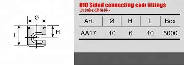 Furniture eccentric cam dowel screws connector 10mm cam bolt
