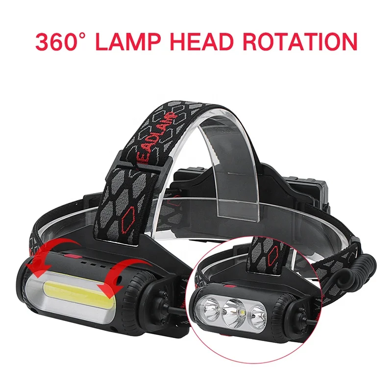 360 Degree Rotating Brightness Head Flashlight with Red Green White Emitting Color Light Multi Functional Rechargeable