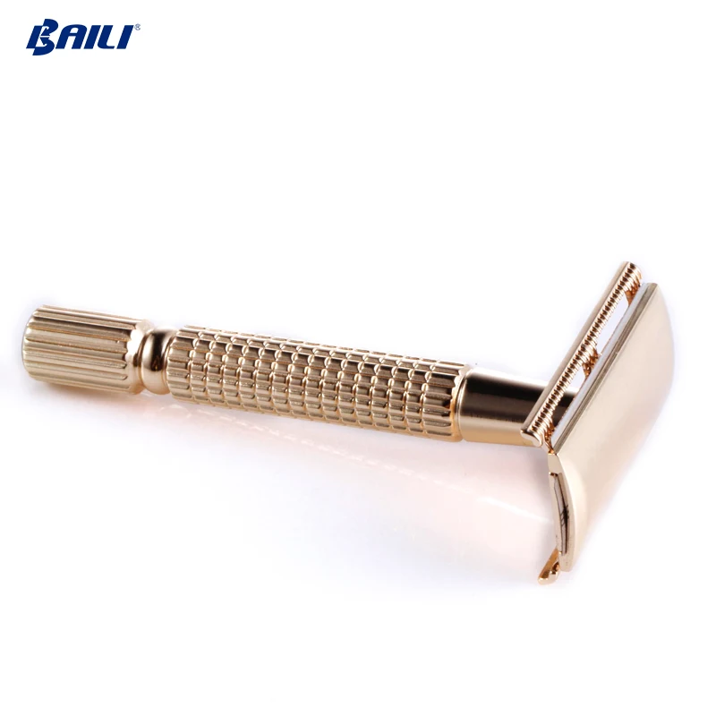 Hot Selling Rose Gold Metal Razor 3 Pieces Double Edge Safety Razor