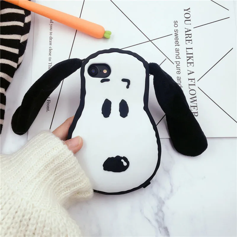 Korean style creative phone case cute long ear snoopy shaped cell phone case