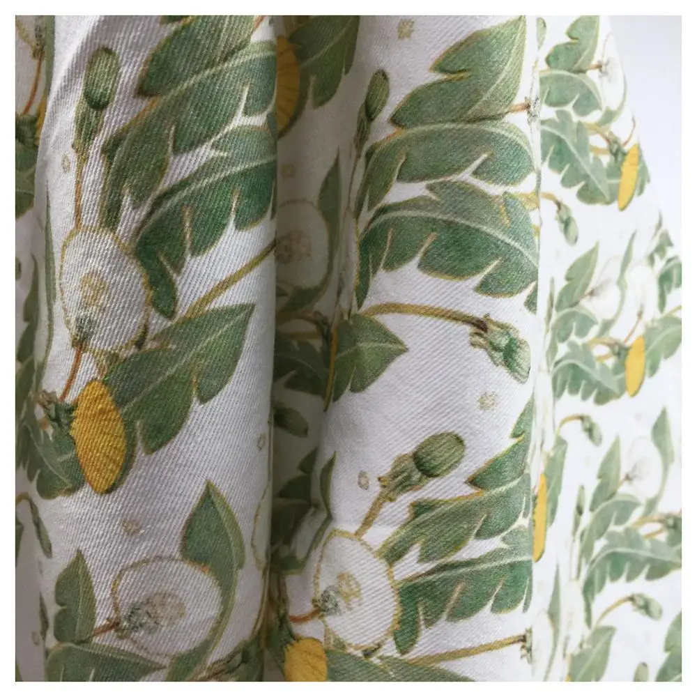 The factory outlet custom dandelion flowers digital printing twill cotton white sateen fabric