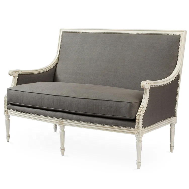  Домашний тканевый фон с деревянными рамная конструкция Современная античная 2-местный в европейском стиле гостиной диван