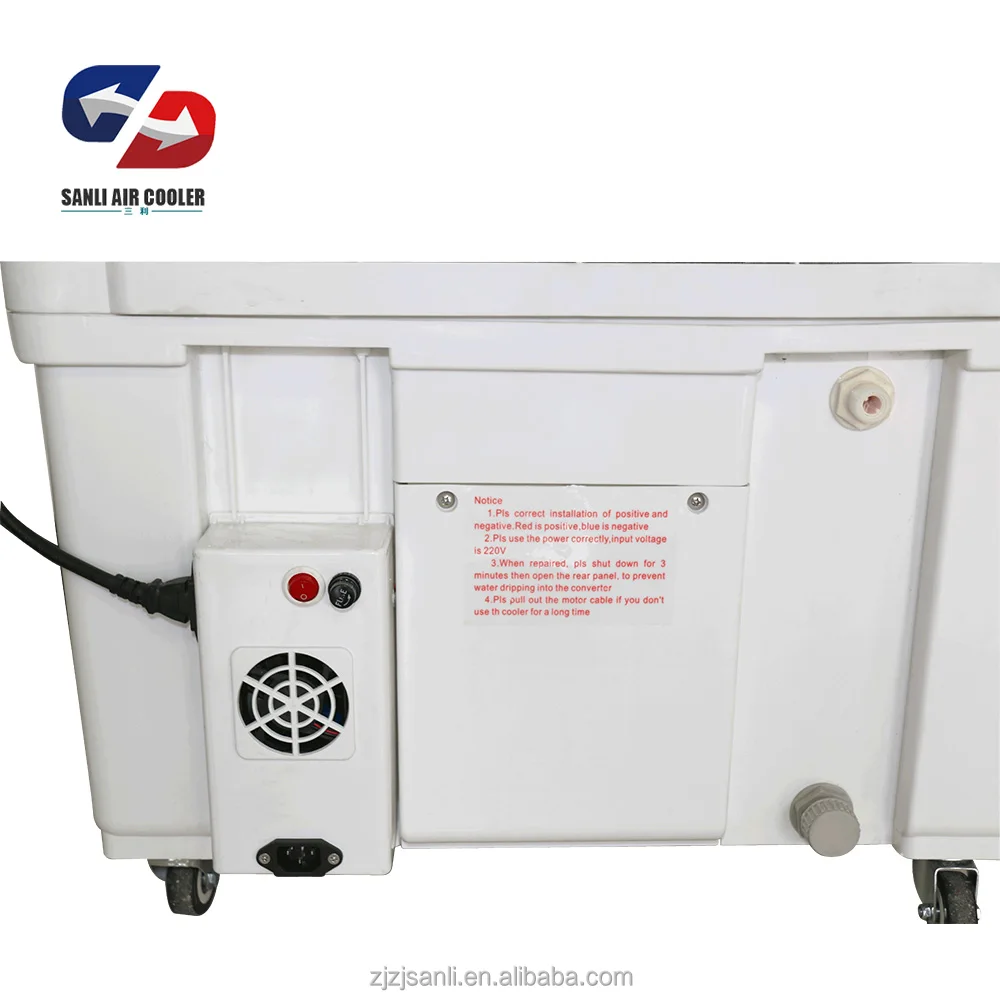 Floor standing AC/DC/Solar 3 in 1 water evaporative air conditioner fan Eco-friendly mobile air cooling fan