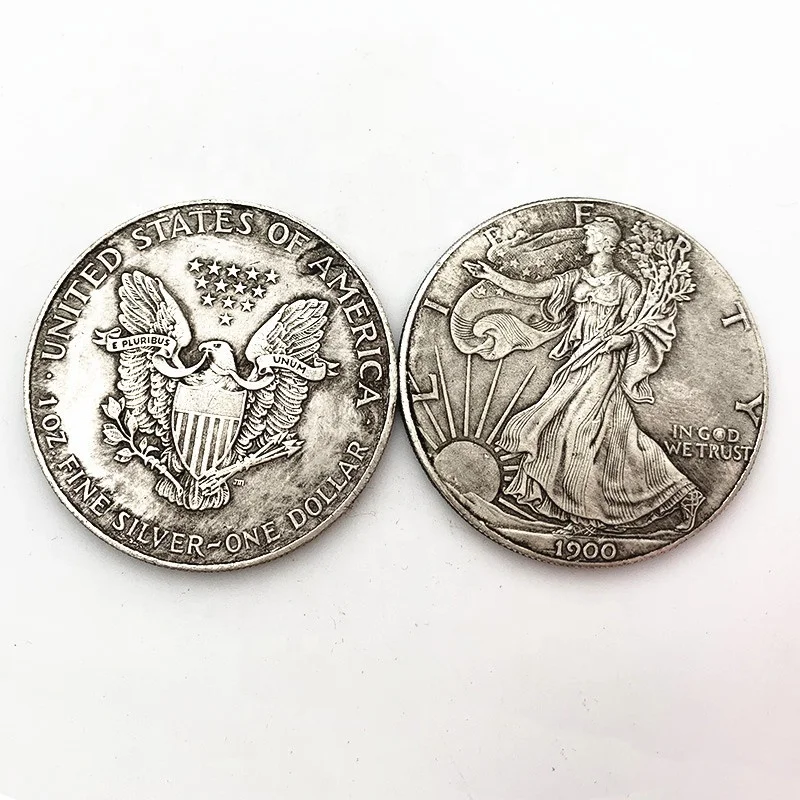 Statue of liberty, 1900 antique bronze coin, handicraft, eagle old coins