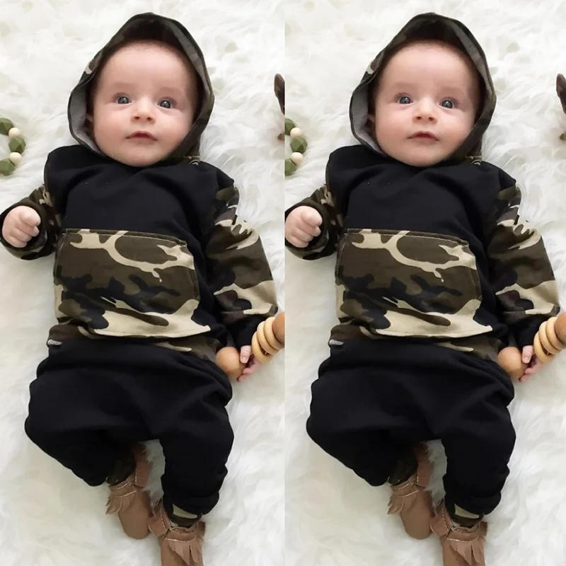 
newborn baby clothes set 2pcs camouflage hooded baby clothing sets boys clothes sets 