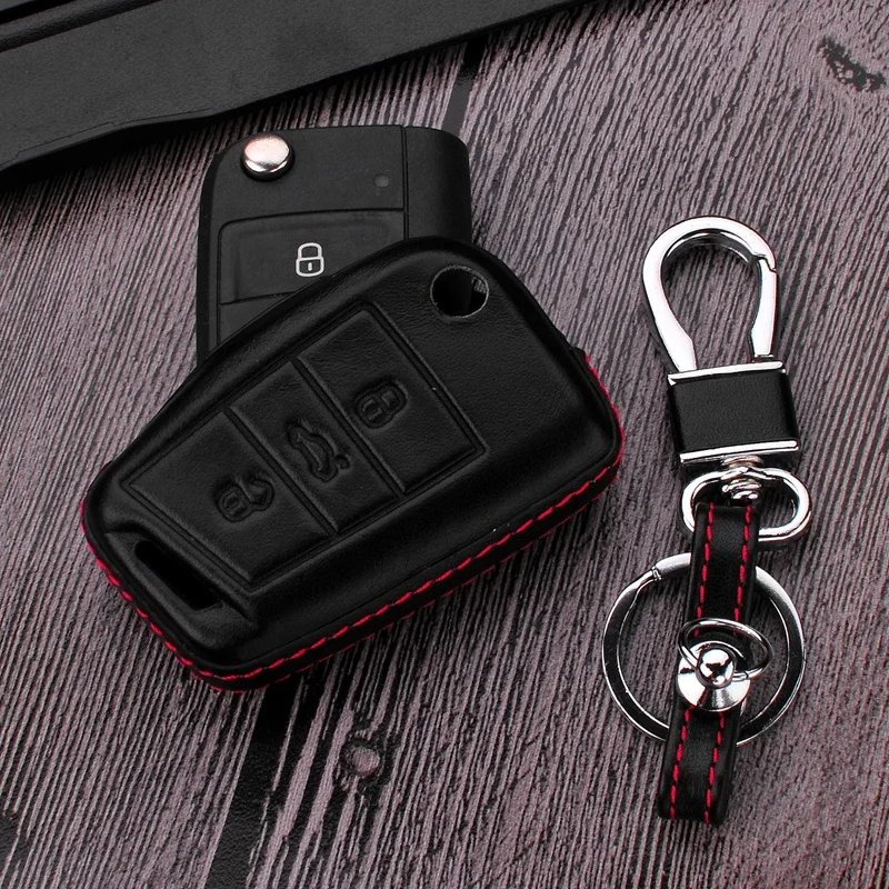 
Das Auto 4D Style leather New stylish car key case for VW Golf 7 GTI R MK7 Tiguan 2017 Skoda Octavia A7 customize OEM welcome 