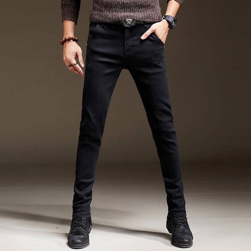 2022 men jeans stretch version of the South Korean version of the trend black casual long trousers men thick style.