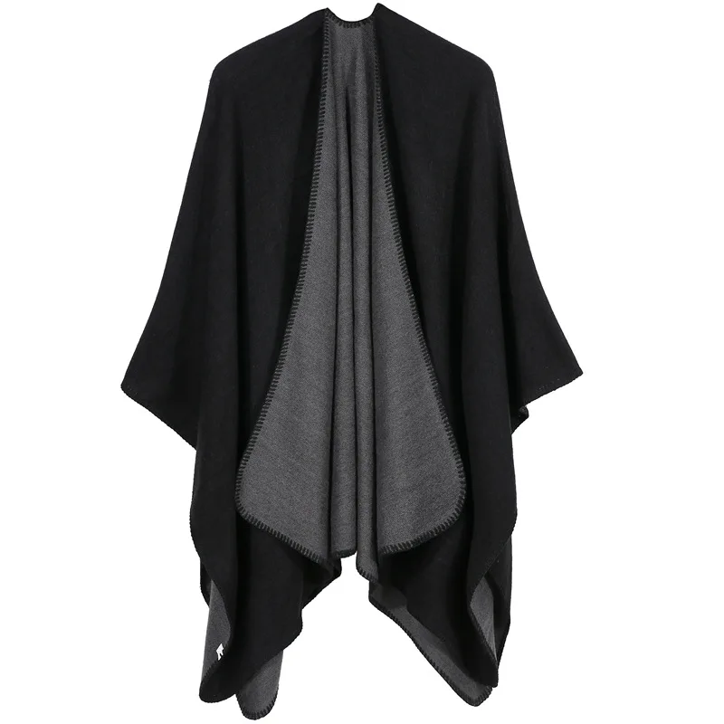 
2018 new girls fashion tassel poncho wraps kashmir solid color wool shawl scarf 