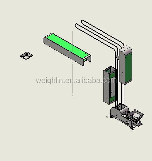 Weighlin economical painted steel 304SUS Z C multi-mouth output shape type bucket elevator conveyor 1L 1.8L 4L 8L packing line