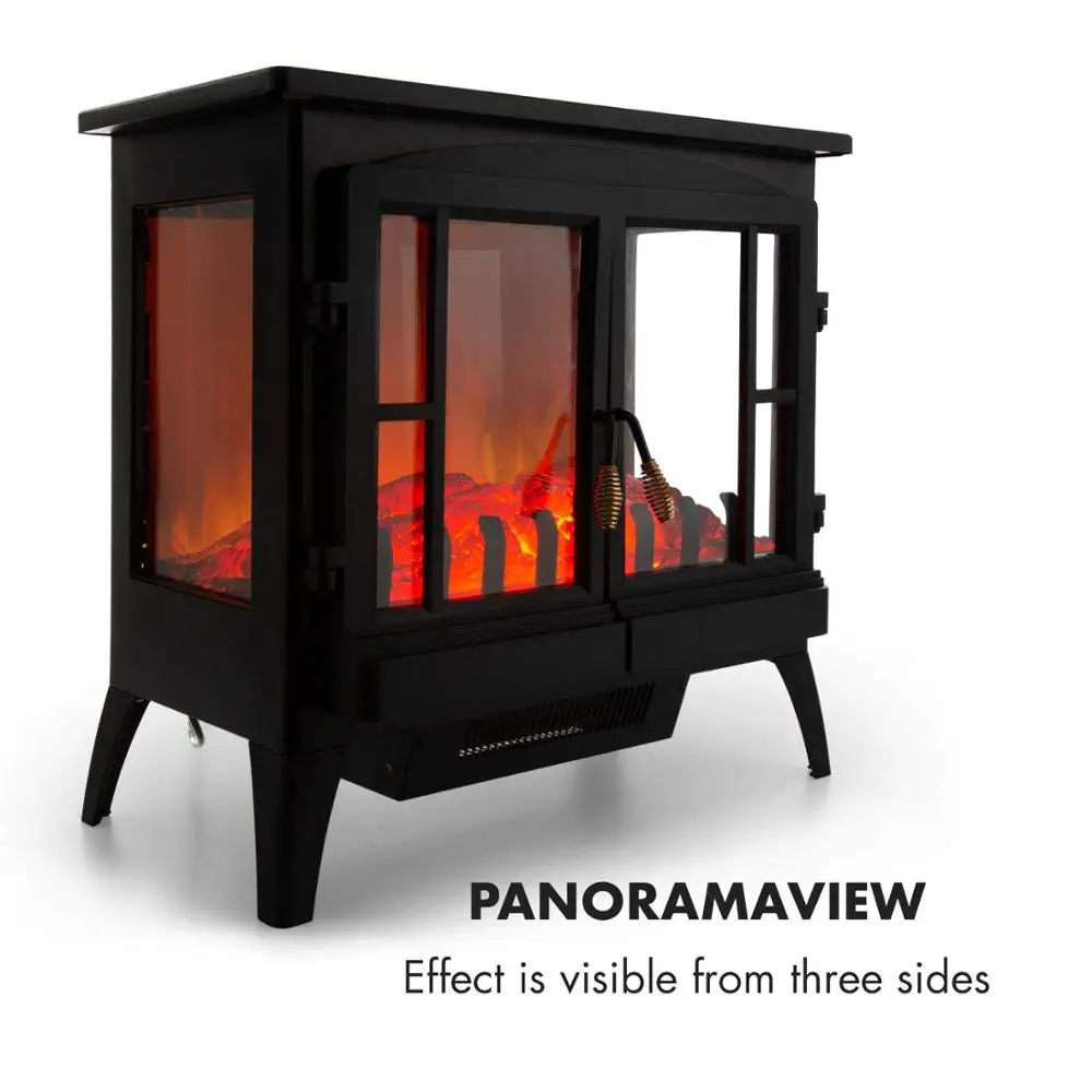 panorama 3 sided black decor flame effect large electric fireplace