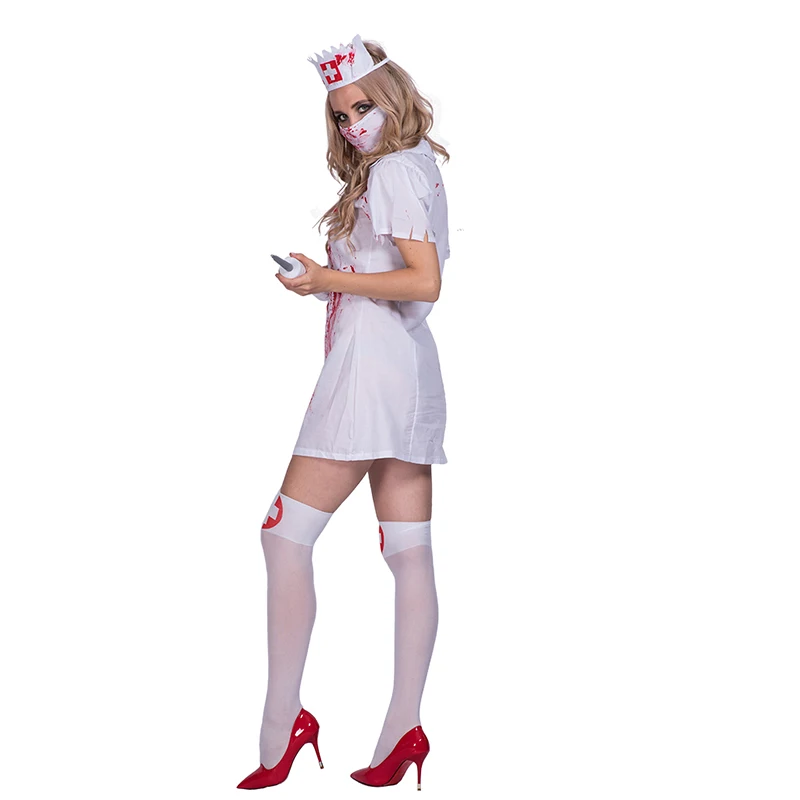 Halloween party sexy bloody nurse zombie cosplay costume for women girls fancy dress