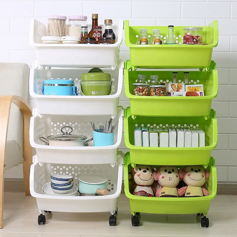 
Hotsales four layers plastic storage rack kitchen wall rack 
