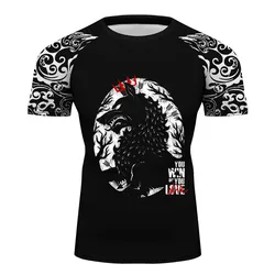 Men Slim Fit GOT House Stark Wolf Printing T-Shirt Running Fitness Shirts MMA Rash Guards You Win or Your Die Monster