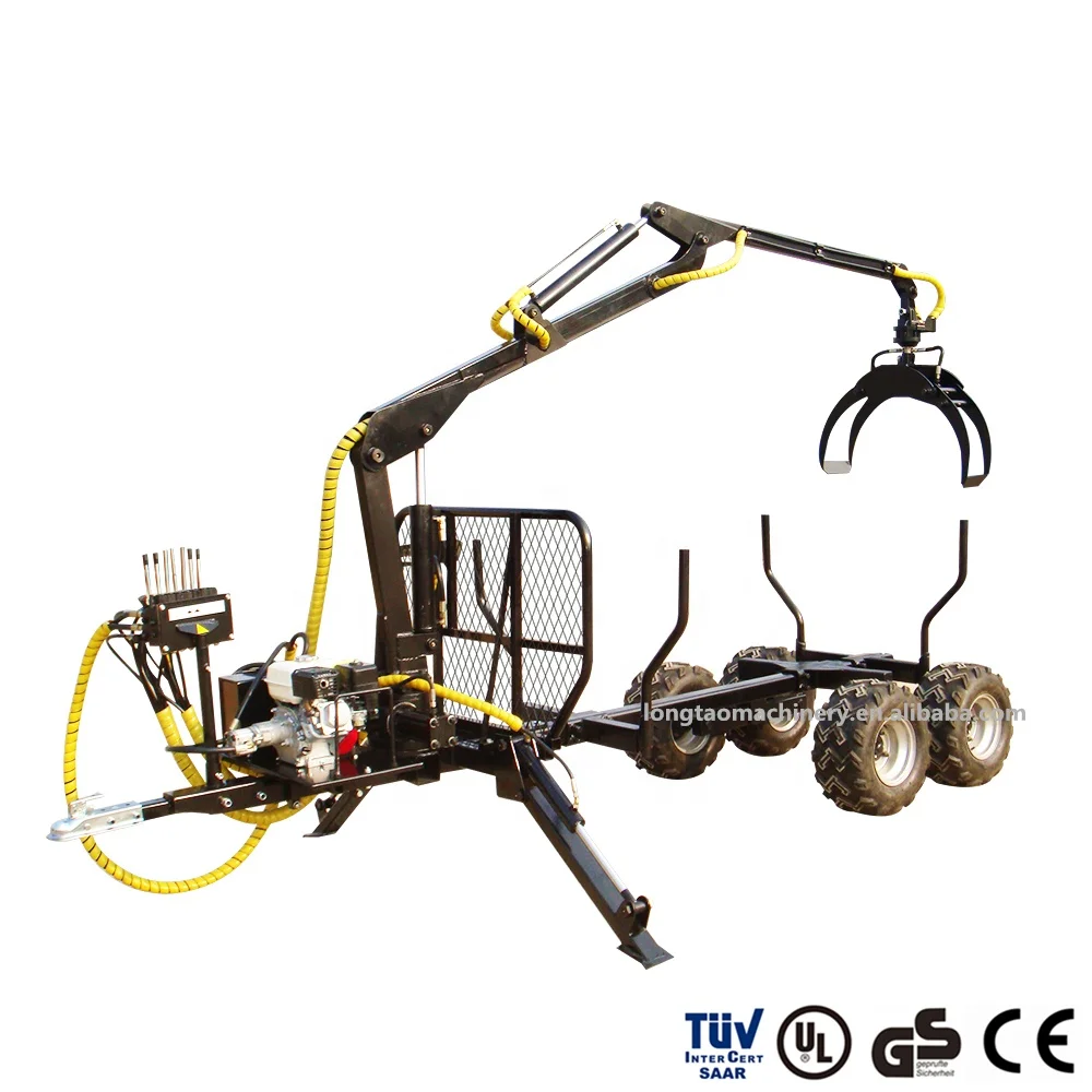 ATV Towable 3 Tons Forestry Timber Crane Trailer with Honda Engine