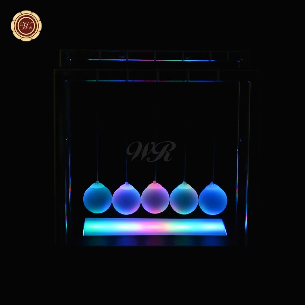 WR Wholesale Souvenir Gift Creative Newton Balance Steel Ball Luminous Table Lamp Home Office Decoration Gifts Ideas 15*11*15cm