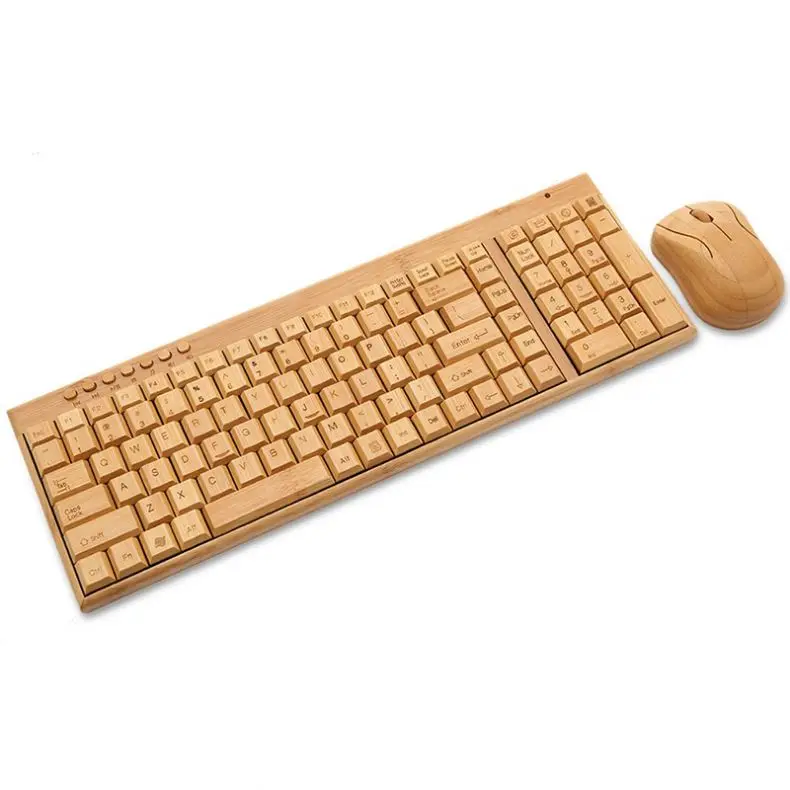 Wholesale hand make eco friendly custom wireless usb bamboo keyboard with mouse