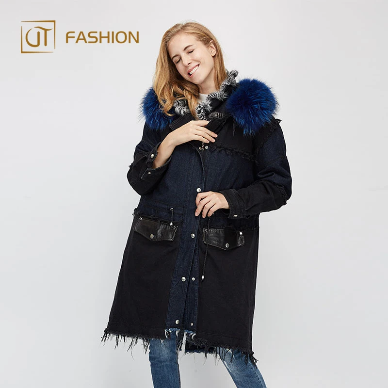 
New jtfur wholesale custom size fox fur collar hooded detachable inside parka chinese parka wool jackets with fur hooded 