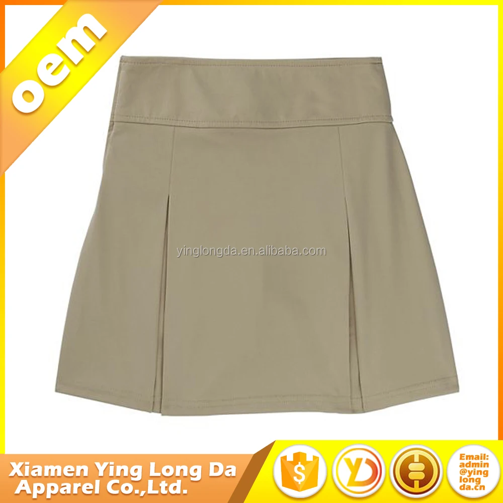 
Khaki Pleated Office Wear Bank Uniform Skirt 