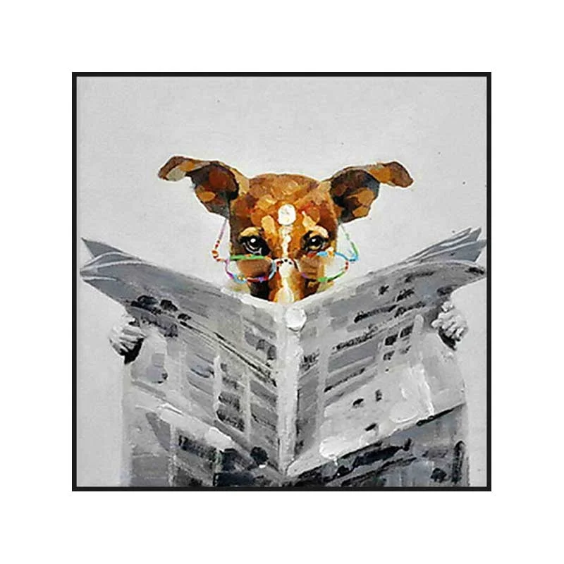 
News paper dog like a men creative hand painted oil painting for home decoration pop wall art pictures 