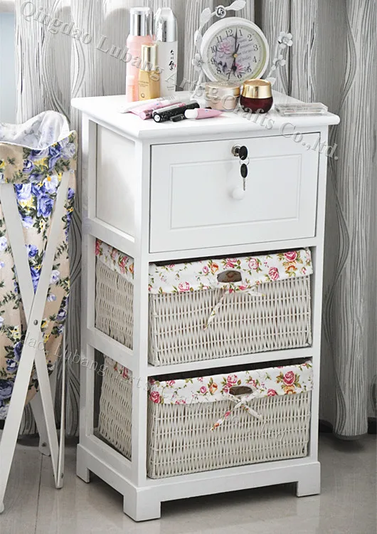 Antique Rattan Furniture Living Room Wood Storage Bathroom Cabinet