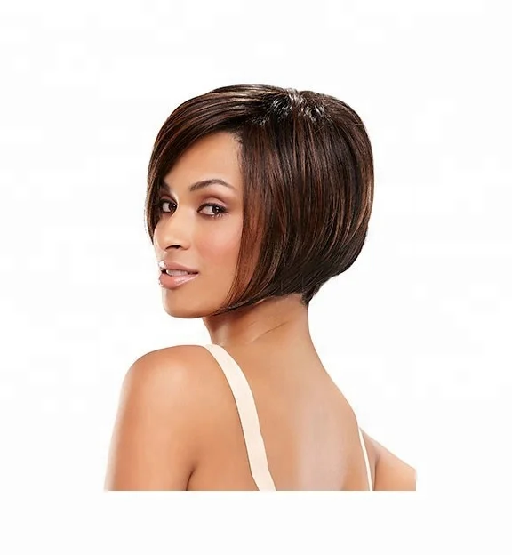 Fashion Short Bob Synthetiy wig Straight dark brown Color Artificial Hair For Women