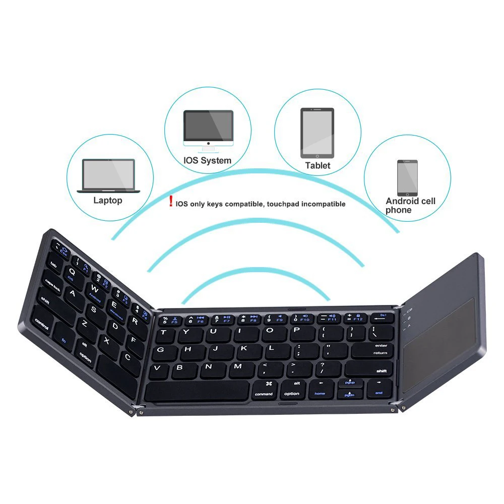 
ce rohs aluminum foldable keyboard folding wireless bluetooth tastatur mouse and keyboard for apple logitech 