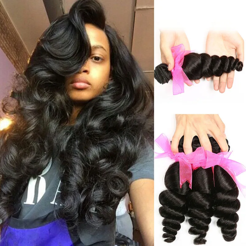 Nature Color 100% Peruvian Loose Wave Human Hair Weave Bundles Non Wholesale Hair