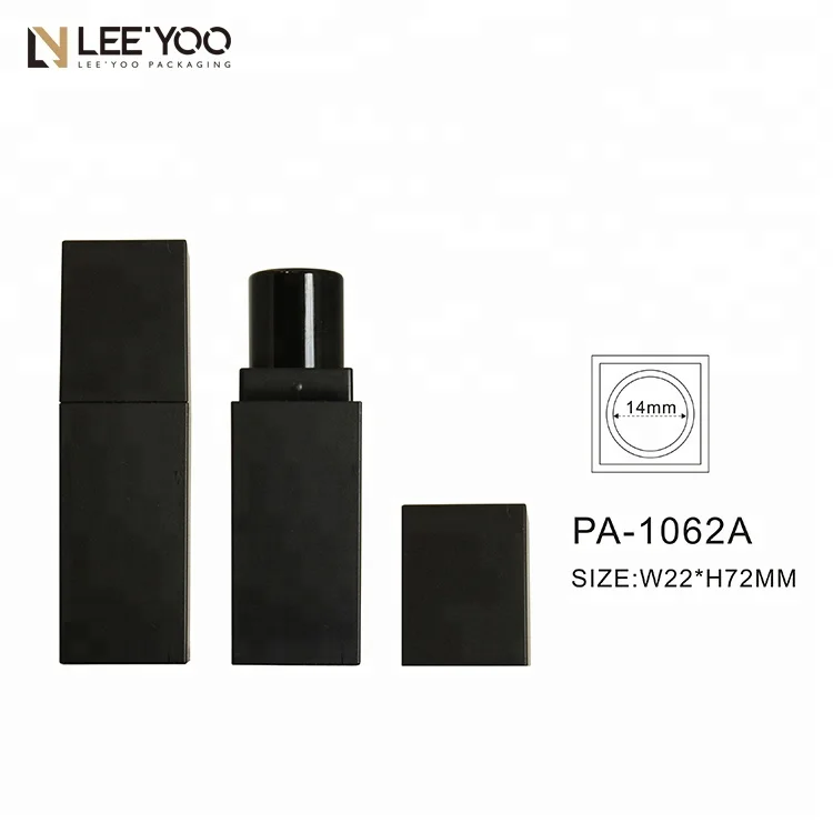 
PA-1062A Matte black big square plastic lipstick tube wholesale 