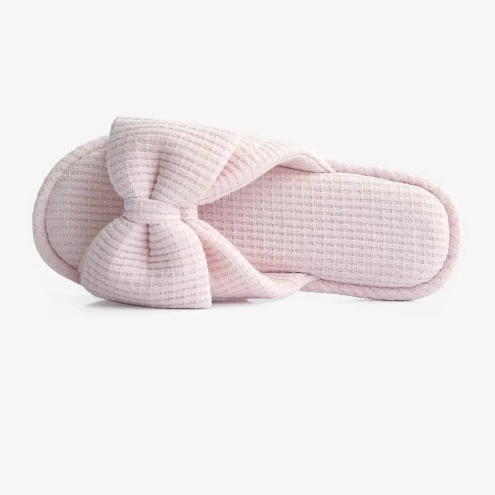 Lovely bowknot fashionable fair lady fan soft and comfortable cotton slippers for four seasons
