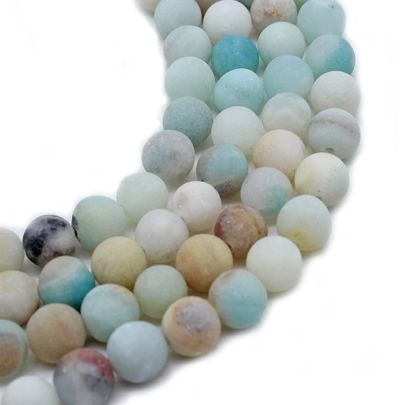 Natural 6mm 8mm 10mm 12mm matte amazonite stone beads in bulk for DIY jewelry making (AB1526)