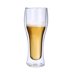 Customized Double Wall Beer Glass Cup Large Insulating Double Walled Glass Craft Beer Glass