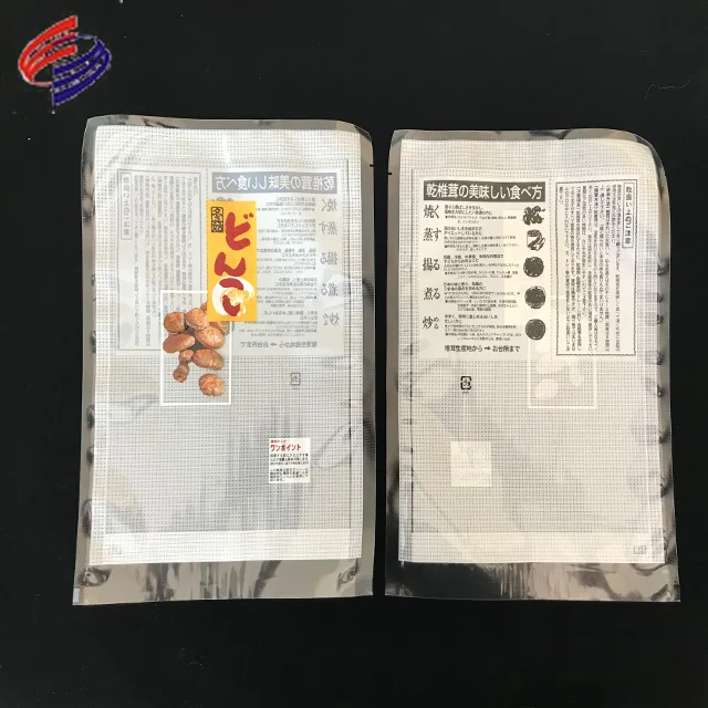 Three side sealed pet pe laminated frozen plastic packaging bag for fish with clear window
