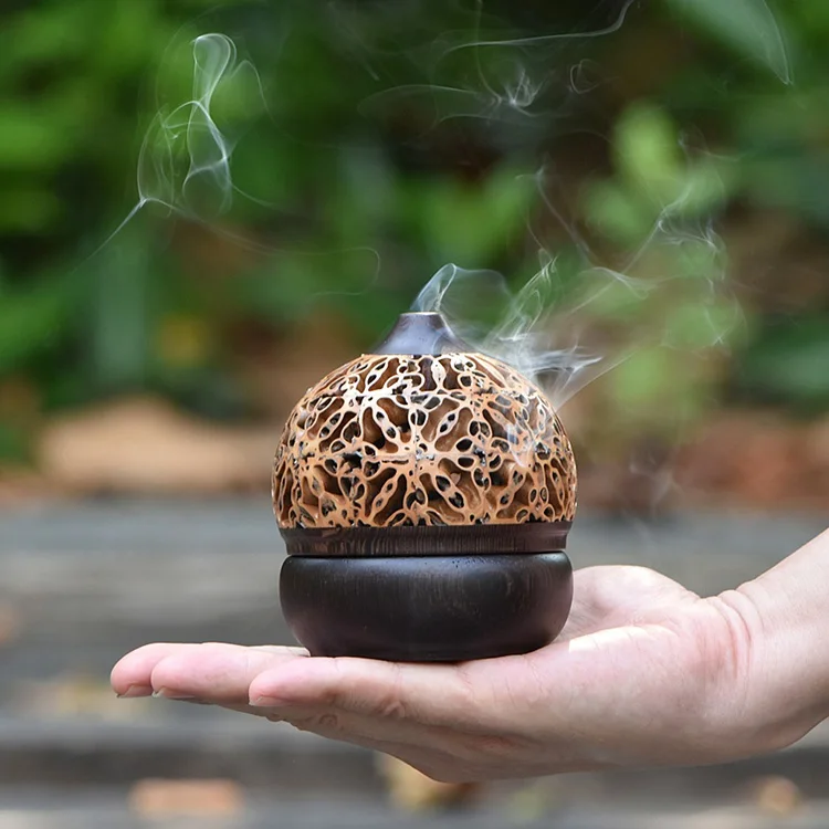 Custom classic wood  handmade incense burner with logo