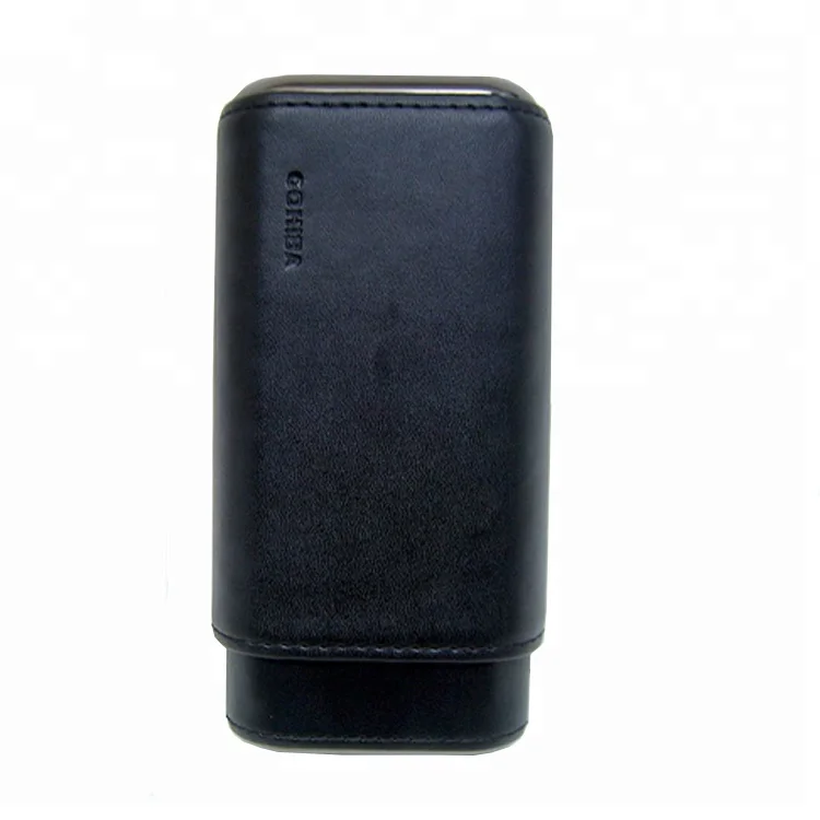 Черный кожаный портсигар с внутренней подкладкой