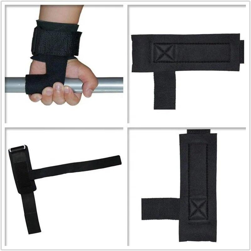 Black Powerlifting Wrist Padded Weight Lifting Support Straps Hand Sport Cross Train Fitness Safety Gym Gloves