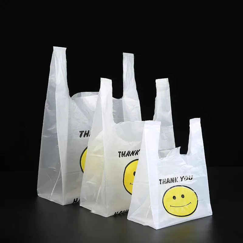 Shopping Bag HDPE Ldprubberpbatblackom Logo Prinplasticrn Starch Supermarket Compostable T-shirt 100% Biodegradable Plastic