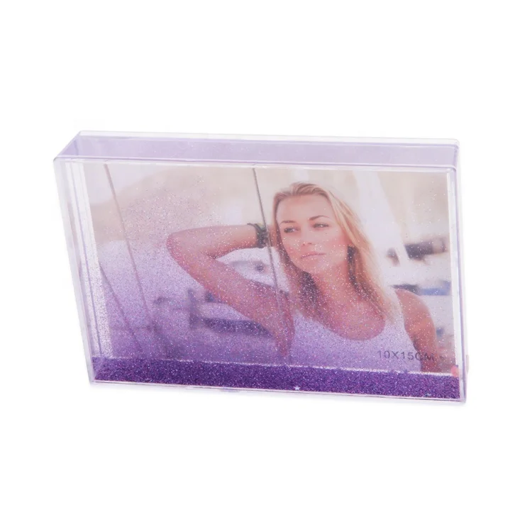 Wholesale Instax Clear Liquid Water Photo Frame With Floating Purple Glitter