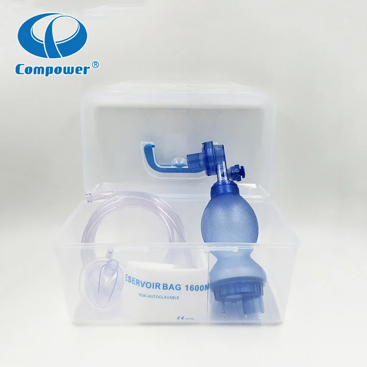 Compower Oxygen Resuscitation Equipment Custom Pvc Adult Resuscitator Ambu Bag With Peep Valve