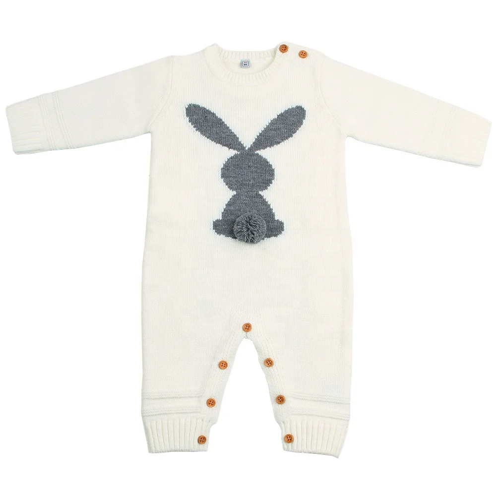 Newborn Christmas Happy Easter gifts Baby Knitting bunny Sweater romper jumpsuit