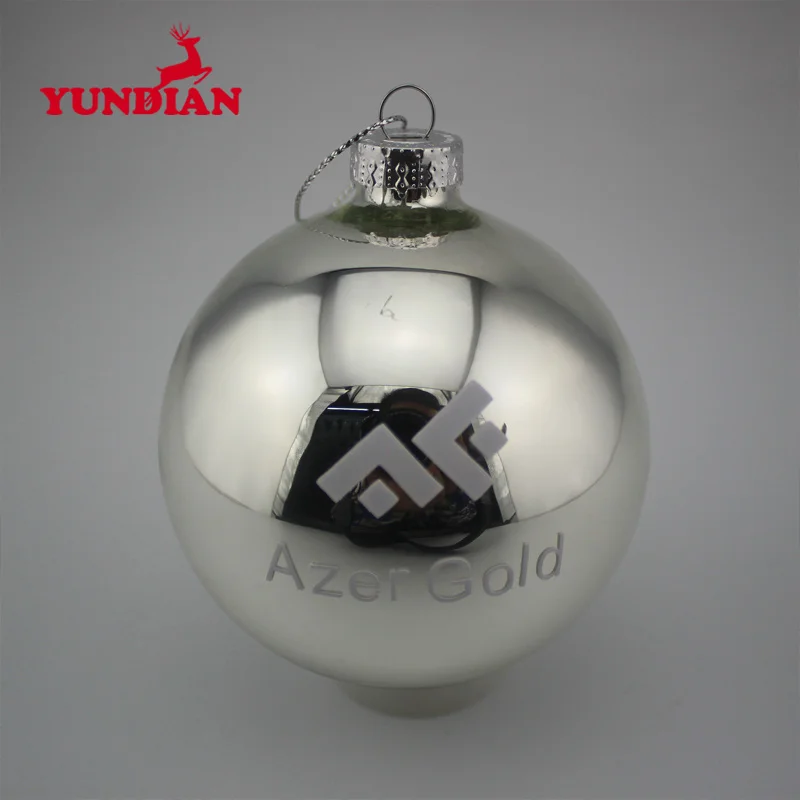 Высококачественный декоративный зеркальный стеклянный Рождественский шар с логотипом