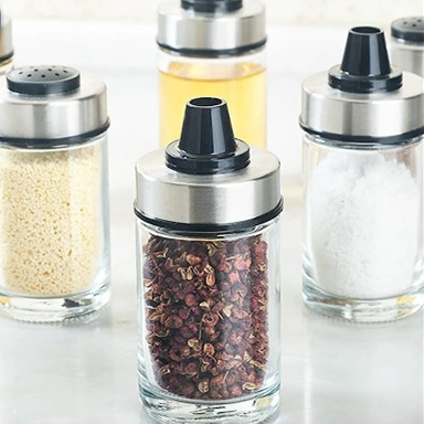 Stainless Steel spice pot/bottle/box glass Spice jars set with rotary spice rack