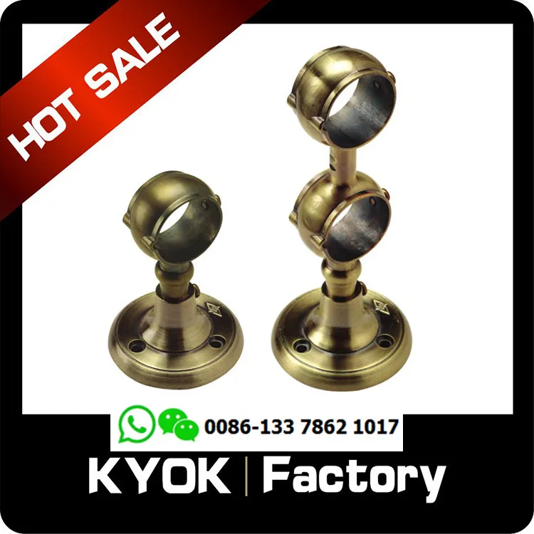 Curtain rod bracket side wall mounted thick Roman rod automatic buckle aluminum alloy iron wood grain double bracket