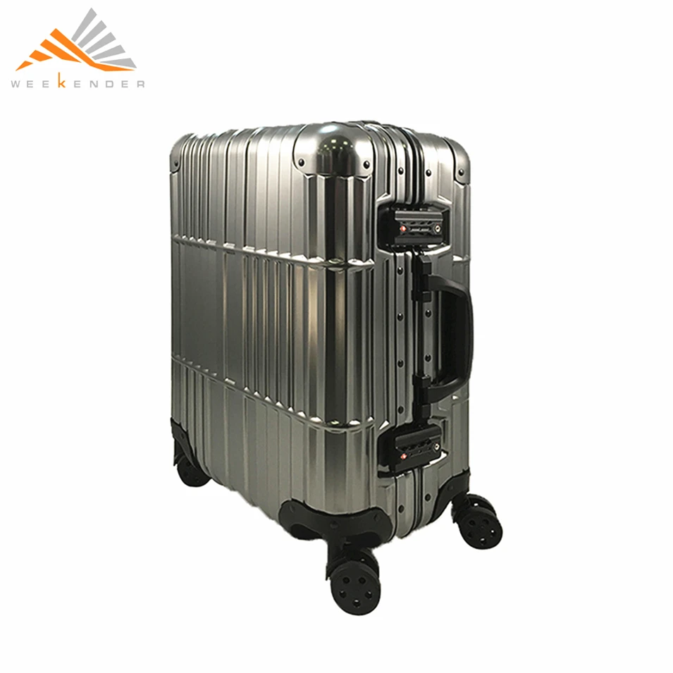 ODM OEM Telescopic Handle Custom Trolley Luggage Aluminum Suitcase With TSA Lock