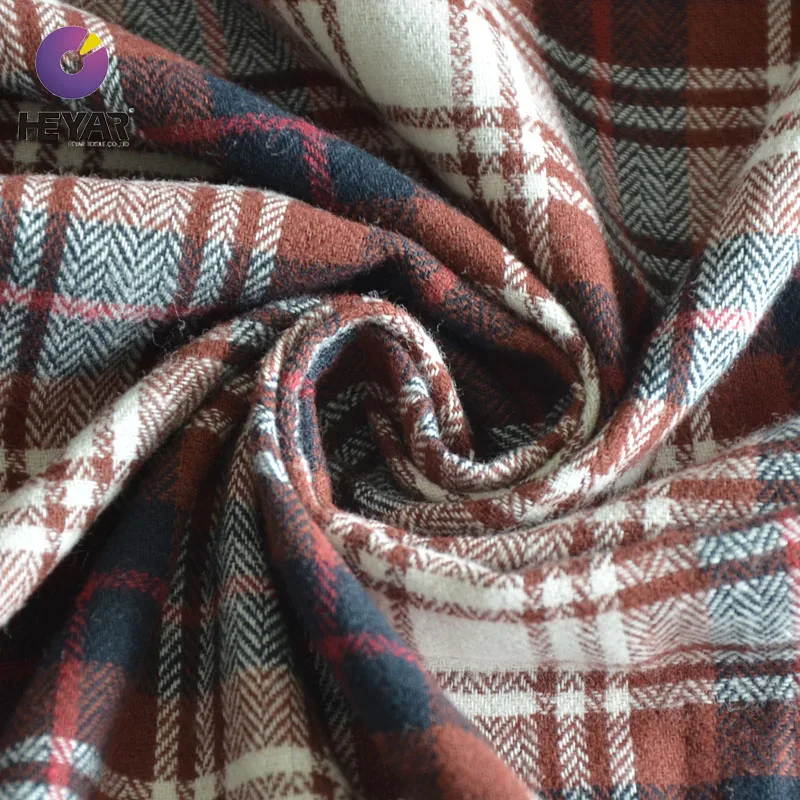 high quality wholesale 100cotton yarn dyed check brushed flannel  fabric