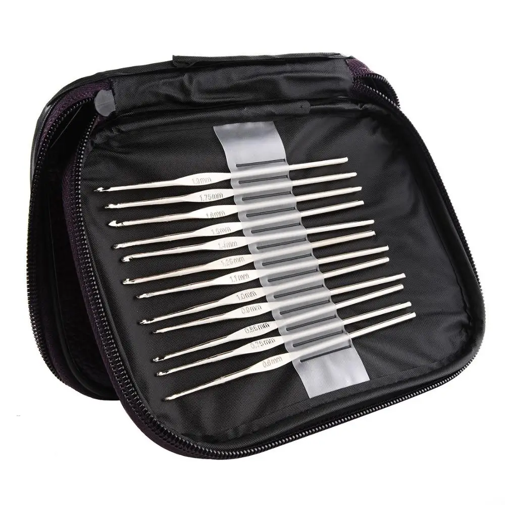 22 шт. алюминиевый крючок для вязания набор с алюминиевой ручкой крючок для вязания вязать иглы переплетения нитей набор с чехлом
