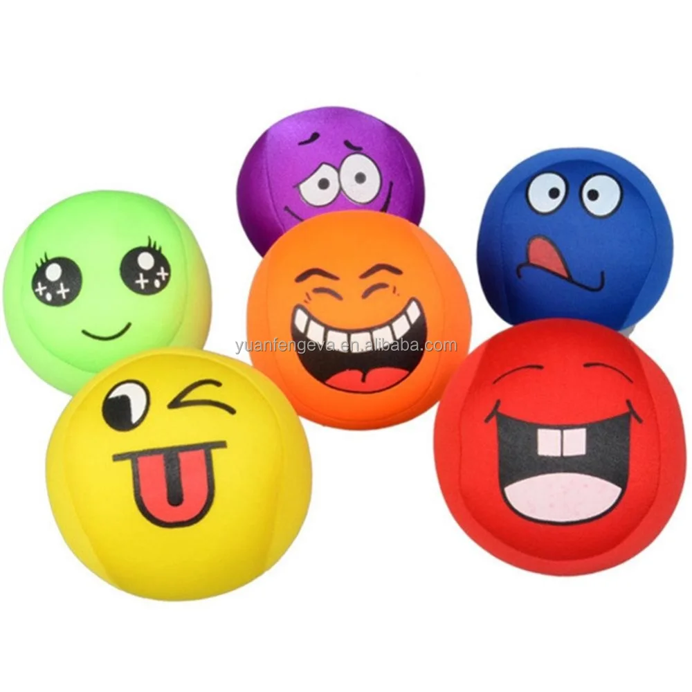 Baby Toy Cute Facial Expression Squeeze Ball Assorted Color Soft EVA Foam Balls Set for Hand Wrist Finger Exercising