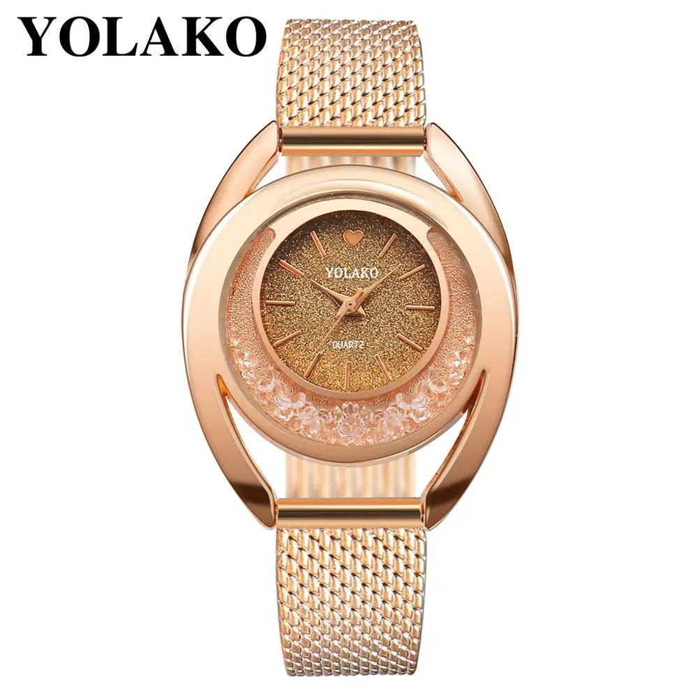 2019 New Trendy Ladies Mesh Leather Quartz Wrist rhinestone watch JSW-0948