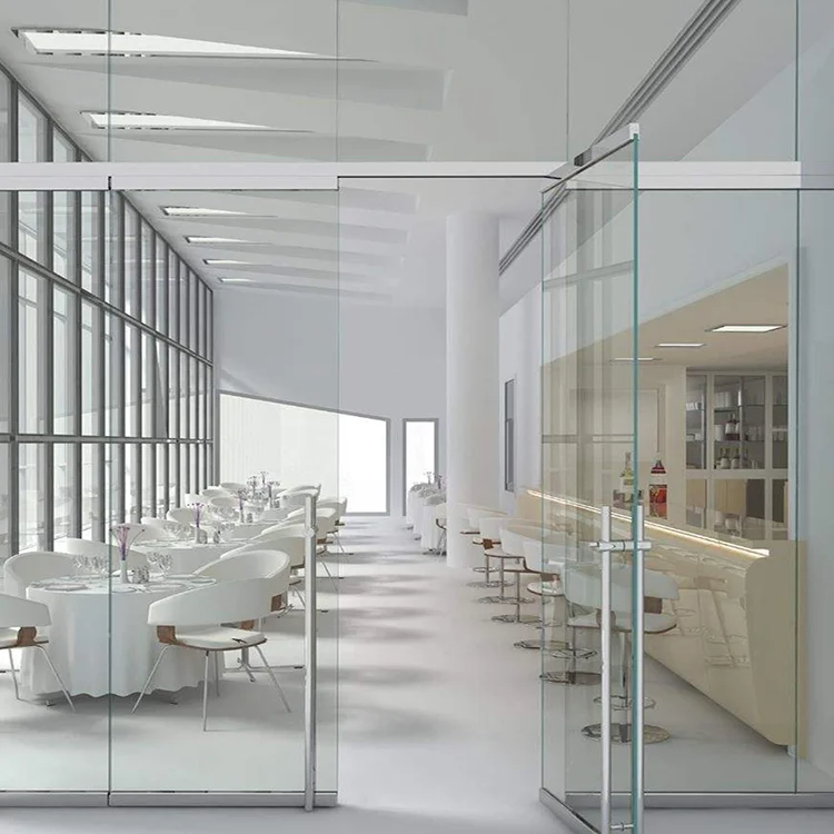 Frameless hotel glass door floor spring pivot door for commercial office glass door